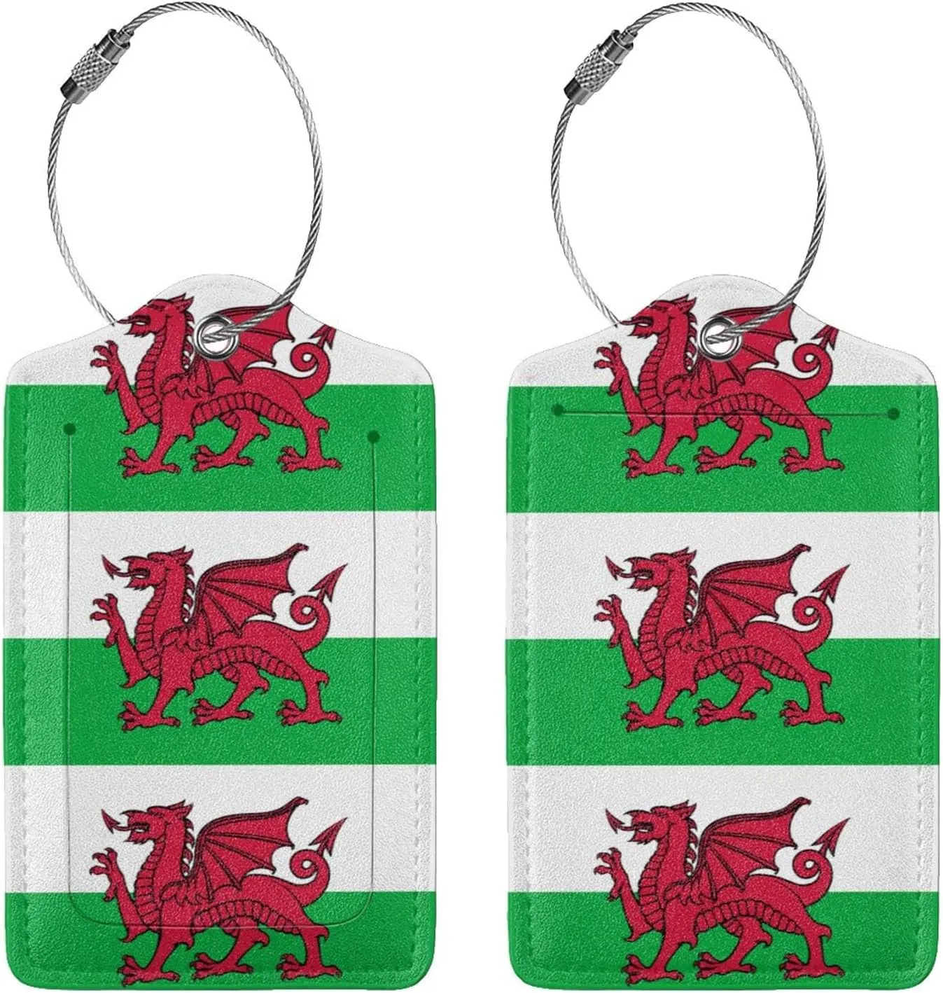 Welsh Dragon Flag Luggage Tag with Name ID Card Perfect to Quickly Spot Luggage Suitcase