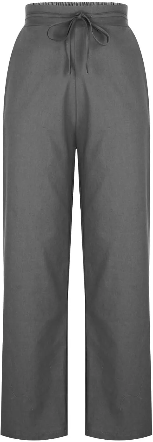 Wide Leg Pants for Women Cotton Linen Pants Summer Palazzo Beach Pants Casual Work Pants High Waisted Dressy Pants