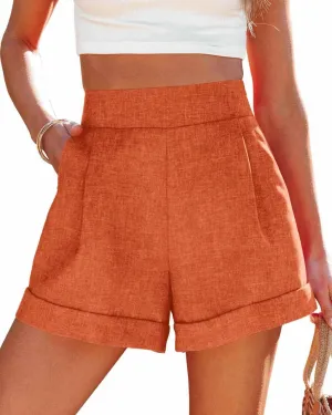 Wihion Women Summer Wide Leg Shorts High Waisted Casual Bermuda Shorts Lightweight Workwear Shorts with Pocket