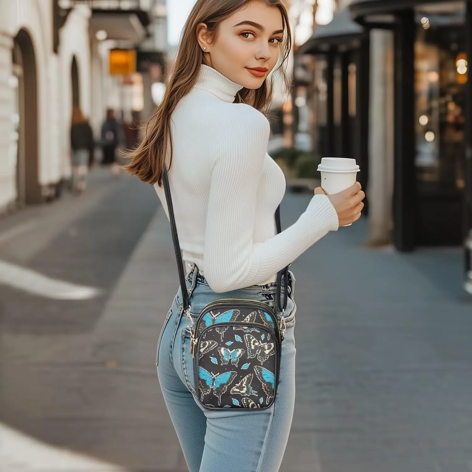 Wild Animals Small Crossbody Bags for Women, Zipper Cross Over Purse PU Leather Shoulder Handbags for Travel, Work