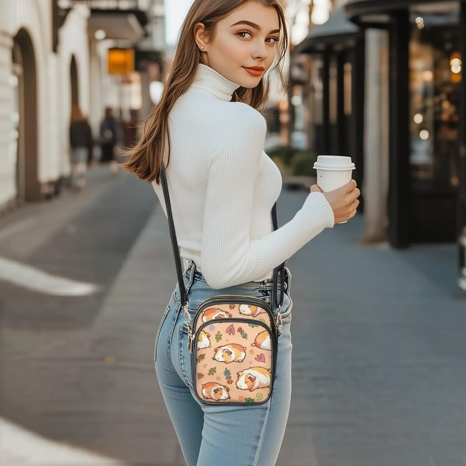 Wild Animals Small Crossbody Bags for Women, Zipper Cross Over Purse PU Leather Shoulder Handbags for Travel, Work