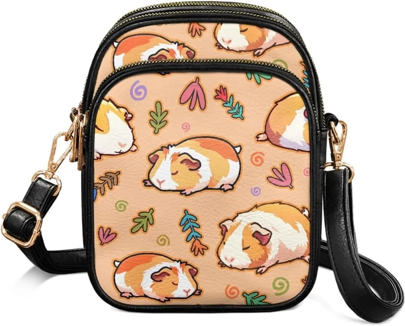 Wild Animals Small Crossbody Bags for Women, Zipper Cross Over Purse PU Leather Shoulder Handbags for Travel, Work