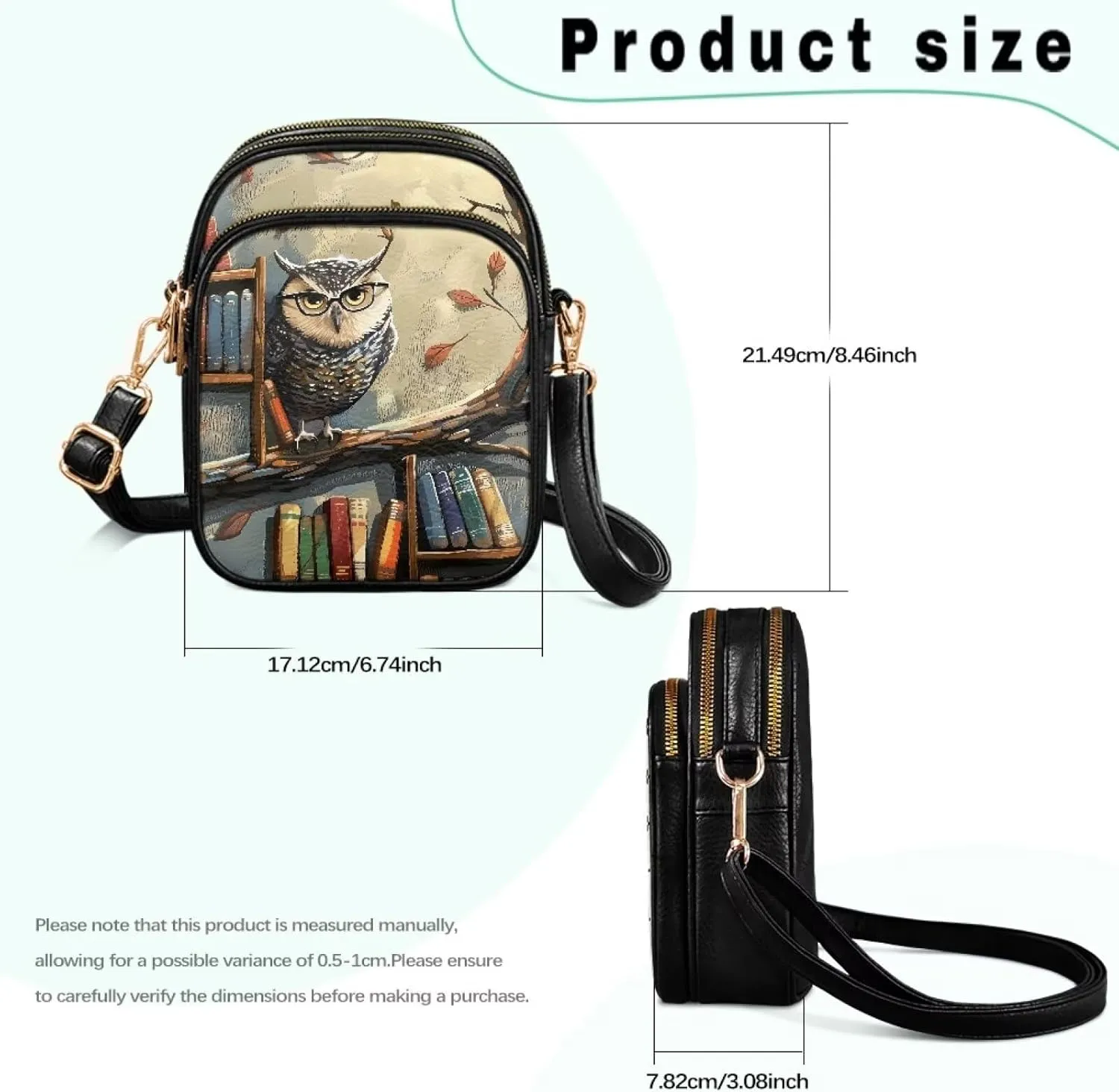 Wild Animals Small Crossbody Bags for Women, Zipper Cross Over Purse PU Leather Shoulder Handbags for Travel, Work