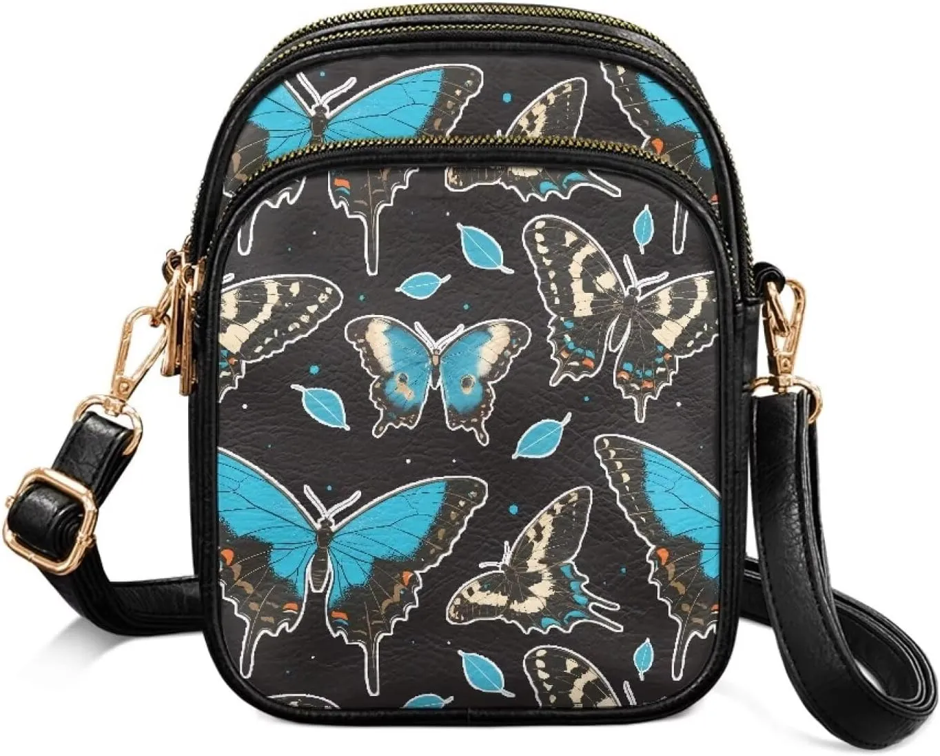 Wild Animals Small Crossbody Bags for Women, Zipper Cross Over Purse PU Leather Shoulder Handbags for Travel, Work