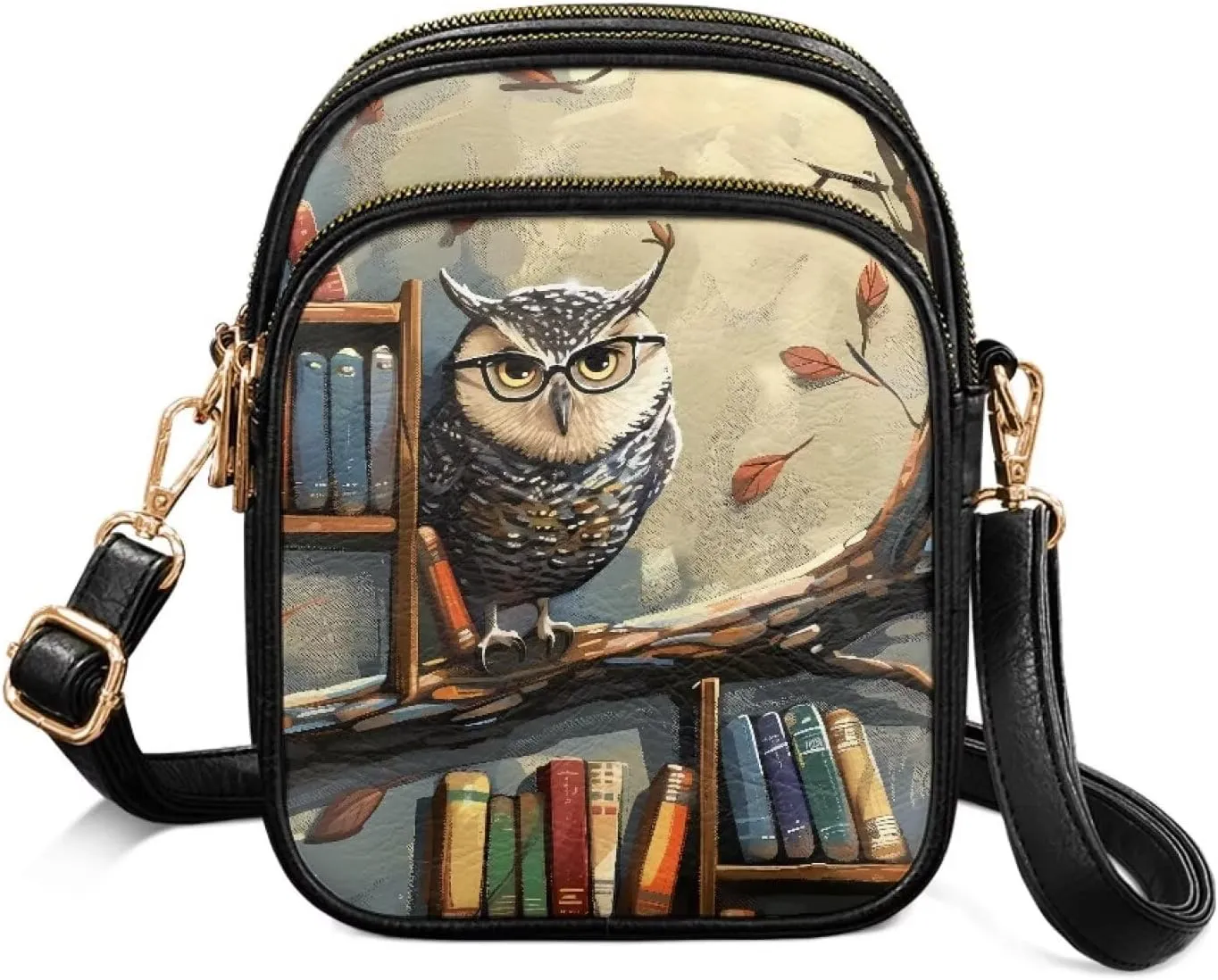 Wild Animals Small Crossbody Bags for Women, Zipper Cross Over Purse PU Leather Shoulder Handbags for Travel, Work