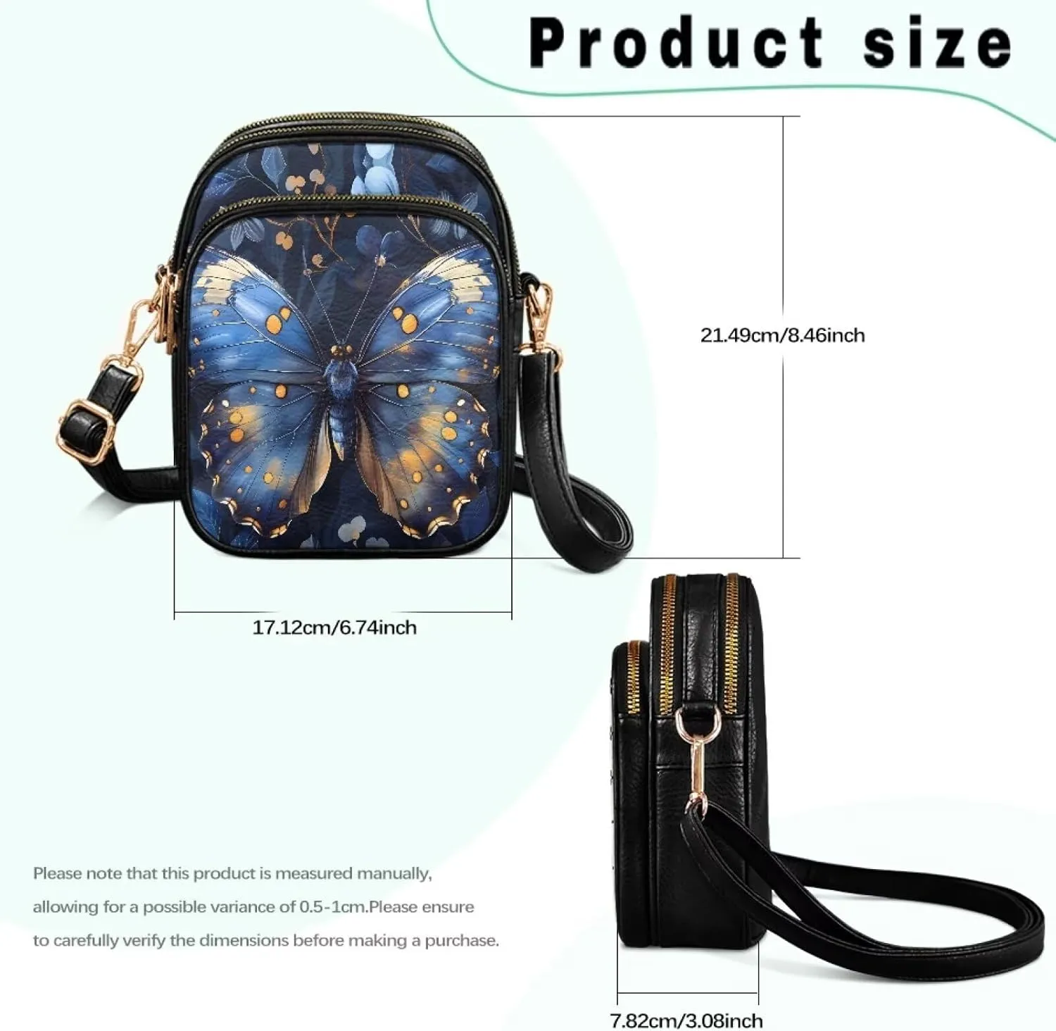Wild Animals Small Crossbody Bags for Women, Zipper Cross Over Purse PU Leather Shoulder Handbags for Travel, Work