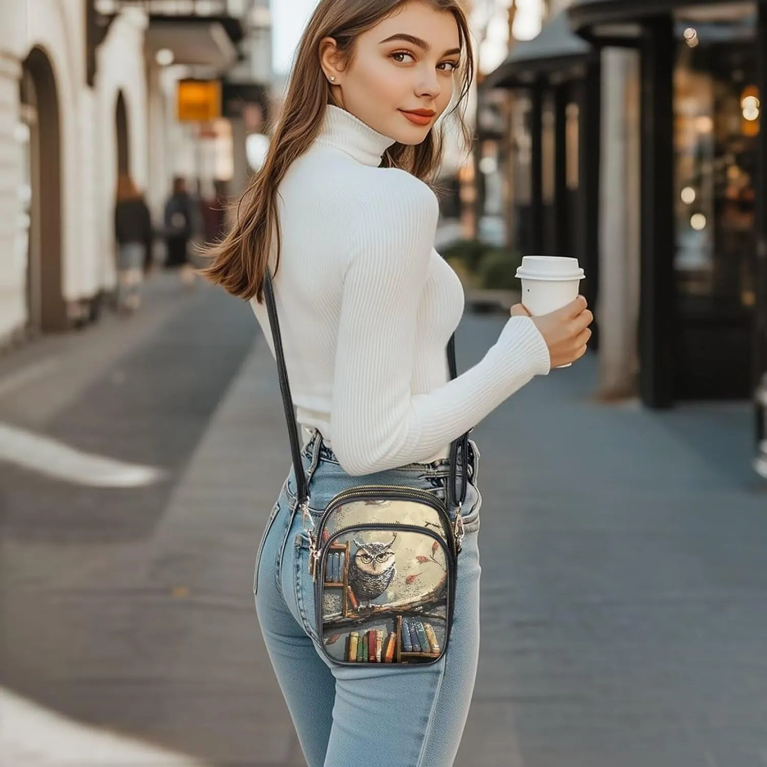 Wild Animals Small Crossbody Bags for Women, Zipper Cross Over Purse PU Leather Shoulder Handbags for Travel, Work