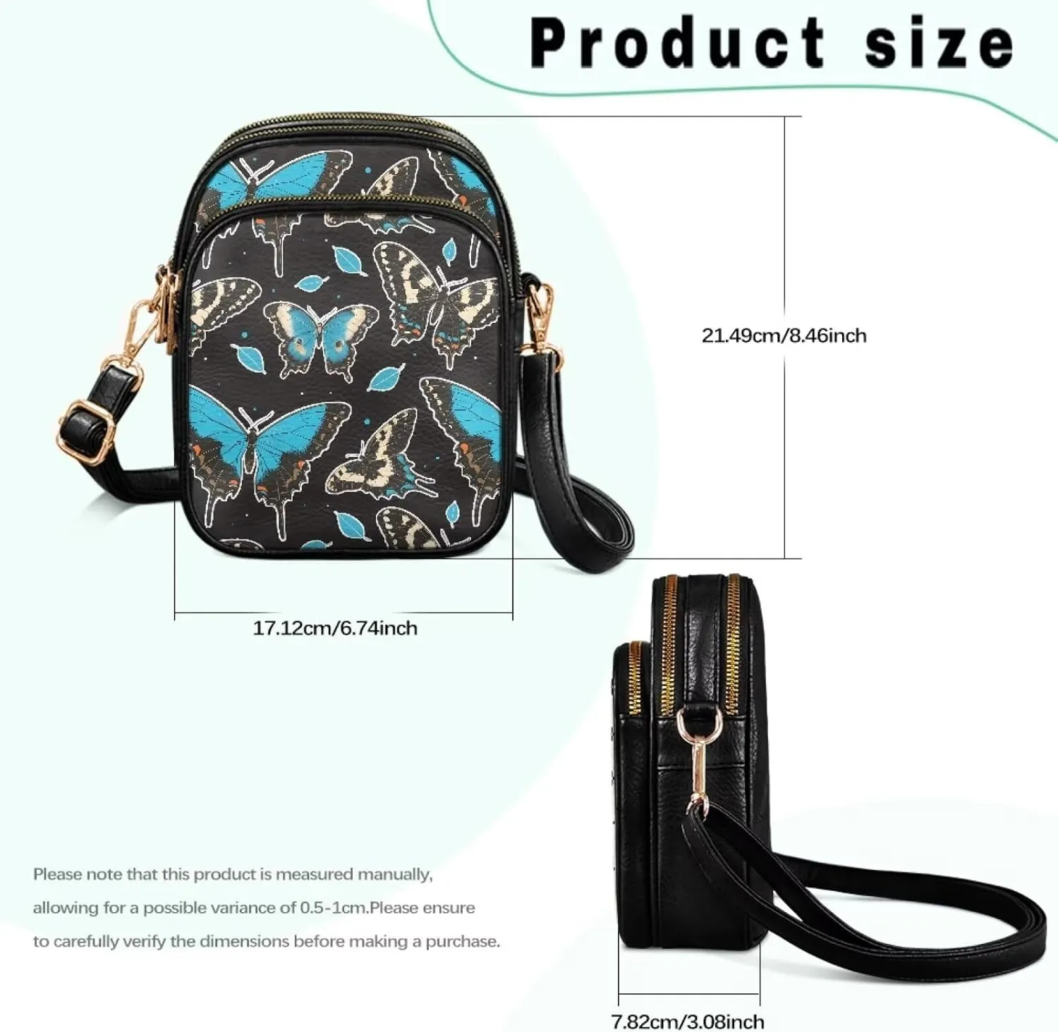 Wild Animals Small Crossbody Bags for Women, Zipper Cross Over Purse PU Leather Shoulder Handbags for Travel, Work