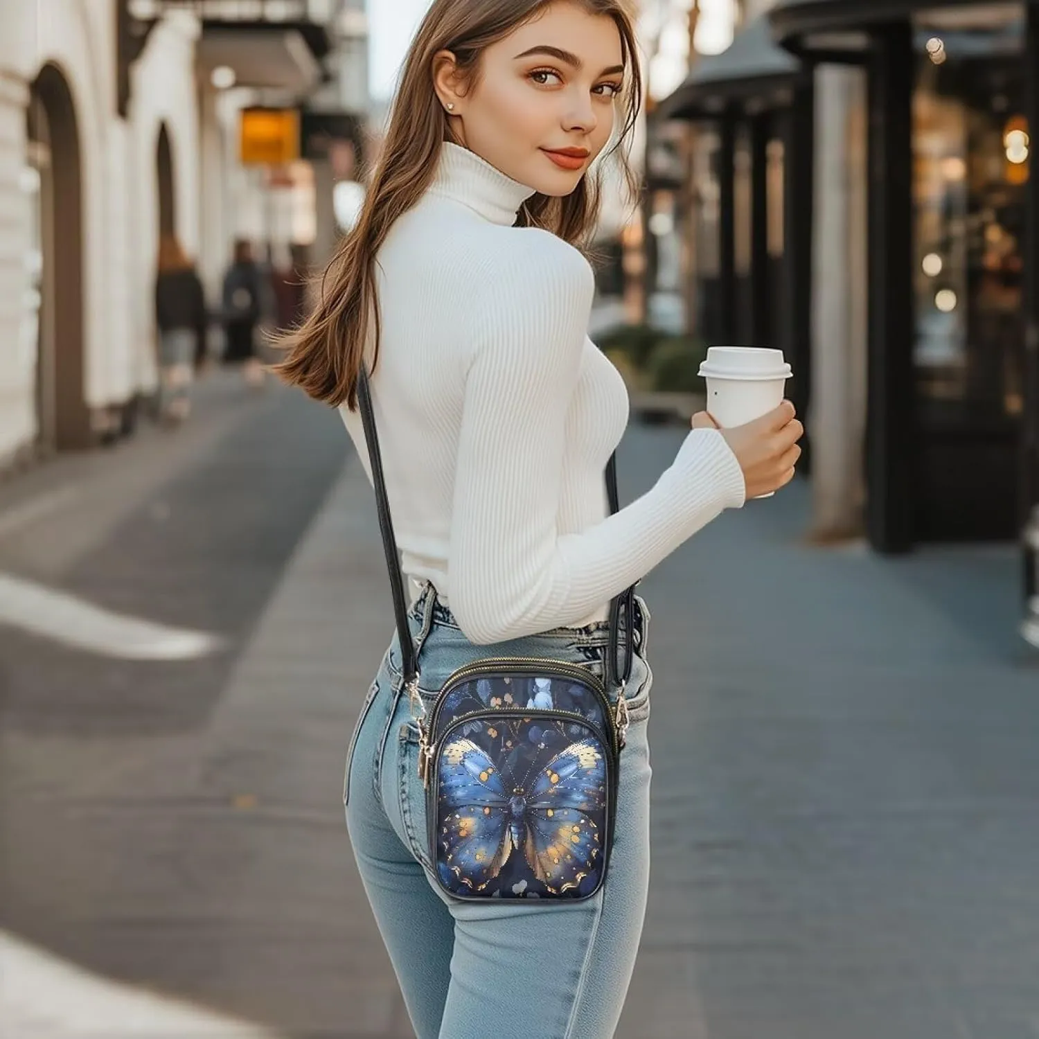 Wild Animals Small Crossbody Bags for Women, Zipper Cross Over Purse PU Leather Shoulder Handbags for Travel, Work