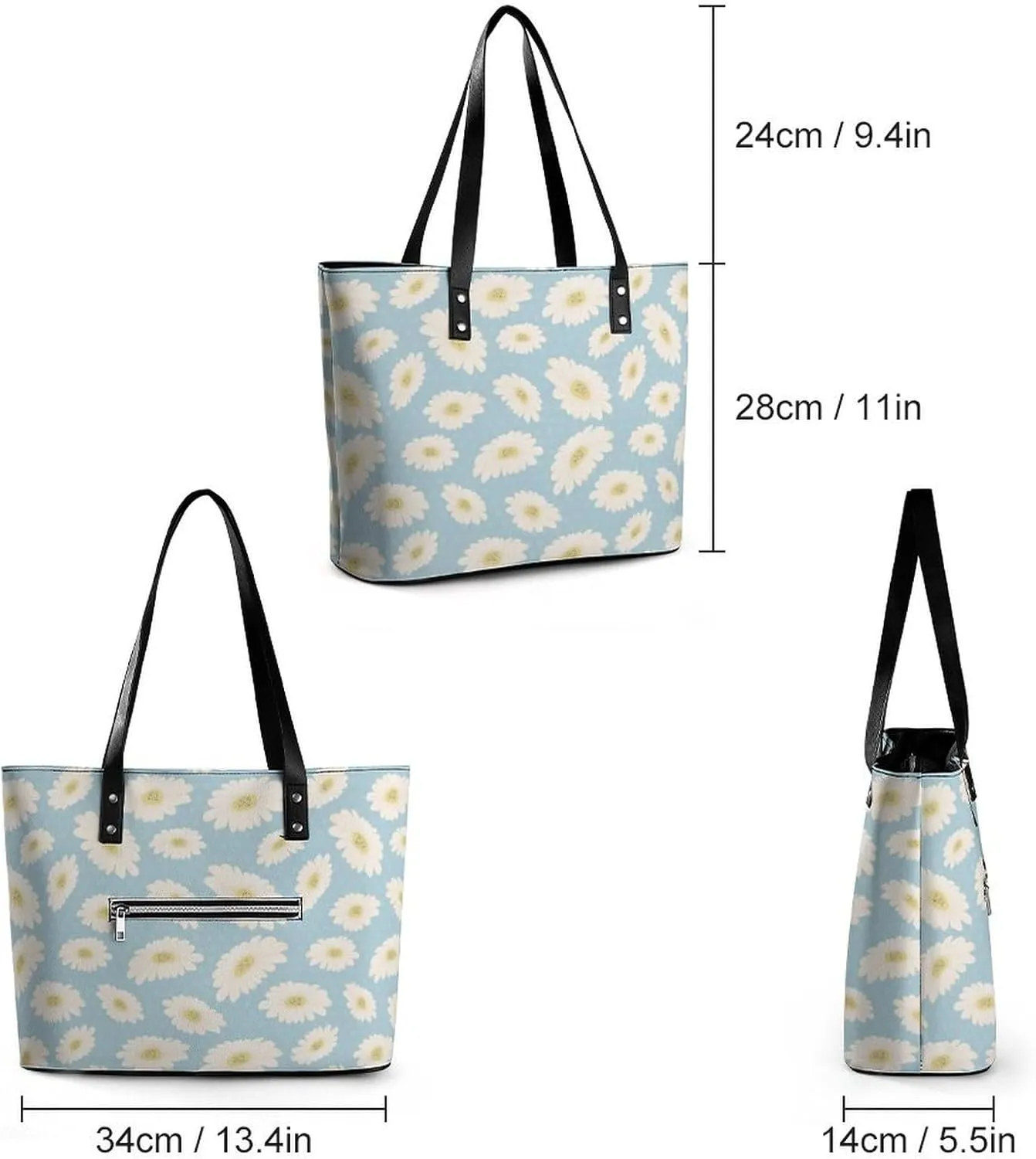 Wild Blooming Flowers Hobo Handbags With Zipper Large Capacity Satchel Tote Bag Shoulder Bag
