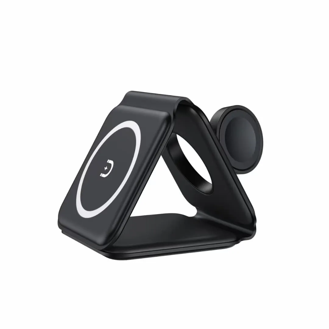 Wireless Charger, Magnetic Foldable 3 in 1 Mag-Safe Charger, Fast Travel Wireless Charging Station for iPhone 16/15/14/13/12/ Series,for iWatch,for AirPods (Adapter Included)