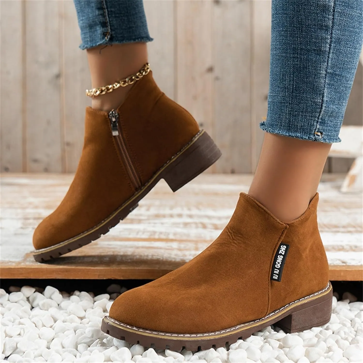 Women Ankle Boots Black Boots Half Boots for Women Womens Plus Size Boots Women'S Leather Ankle Boots Low Heels Zipper Winter Booties White Ankle Boots for Wide Feet