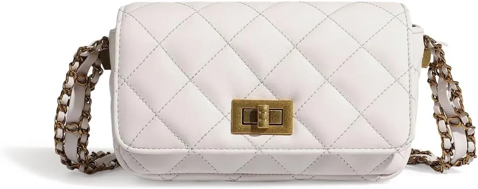 Women Quilted Shoulder Bag, Designer Flap Purse, Soft Faux Leather Handbag, Crossbody Cell Phone Bag