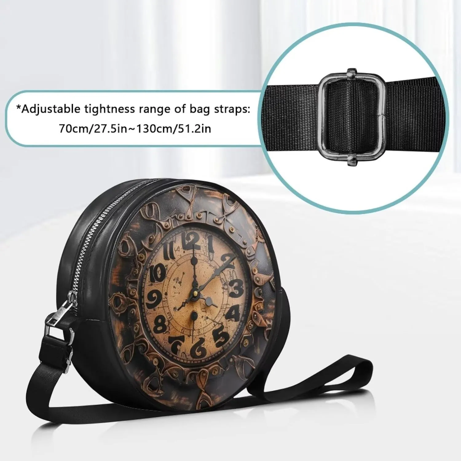 Women Round Shape Crossbody Bag Pu Leather Round Purses Circle Cross Body Shoulder Bag for Party
