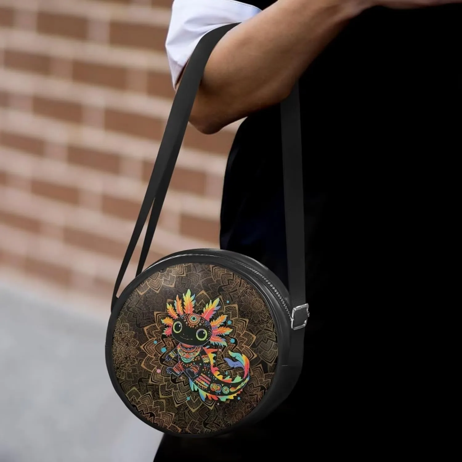 Women Round Shape Crossbody Bag Pu Leather Round Purses Circle Cross Body Shoulder Bag for Party