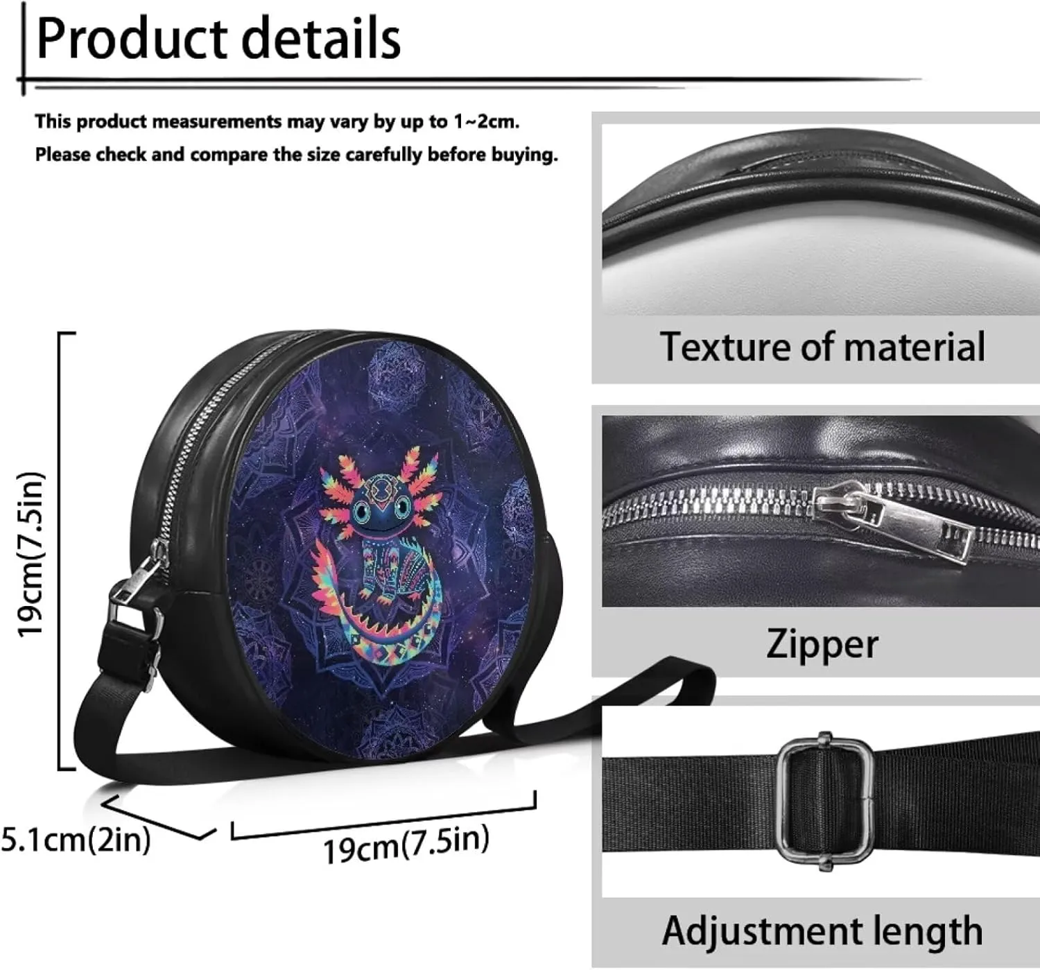 Women Round Shape Crossbody Bag Pu Leather Round Purses Circle Cross Body Shoulder Bag for Party