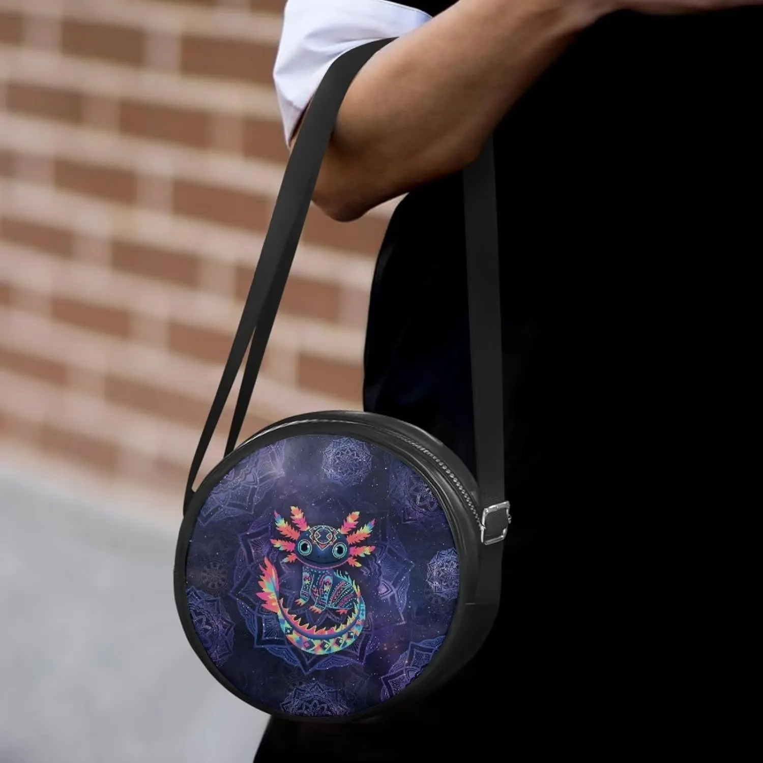 Women Round Shape Crossbody Bag Pu Leather Round Purses Circle Cross Body Shoulder Bag for Party
