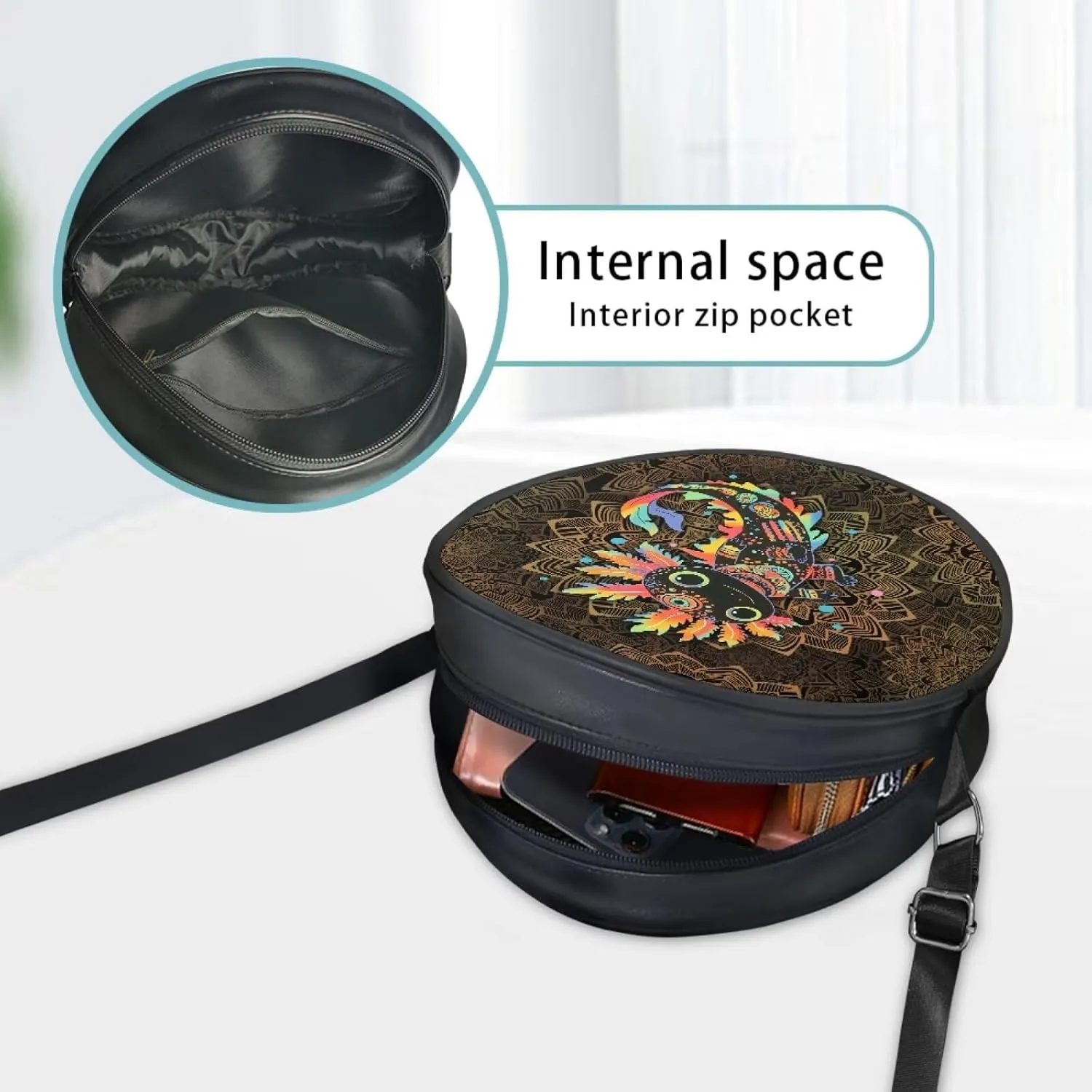 Women Round Shape Crossbody Bag Pu Leather Round Purses Circle Cross Body Shoulder Bag for Party