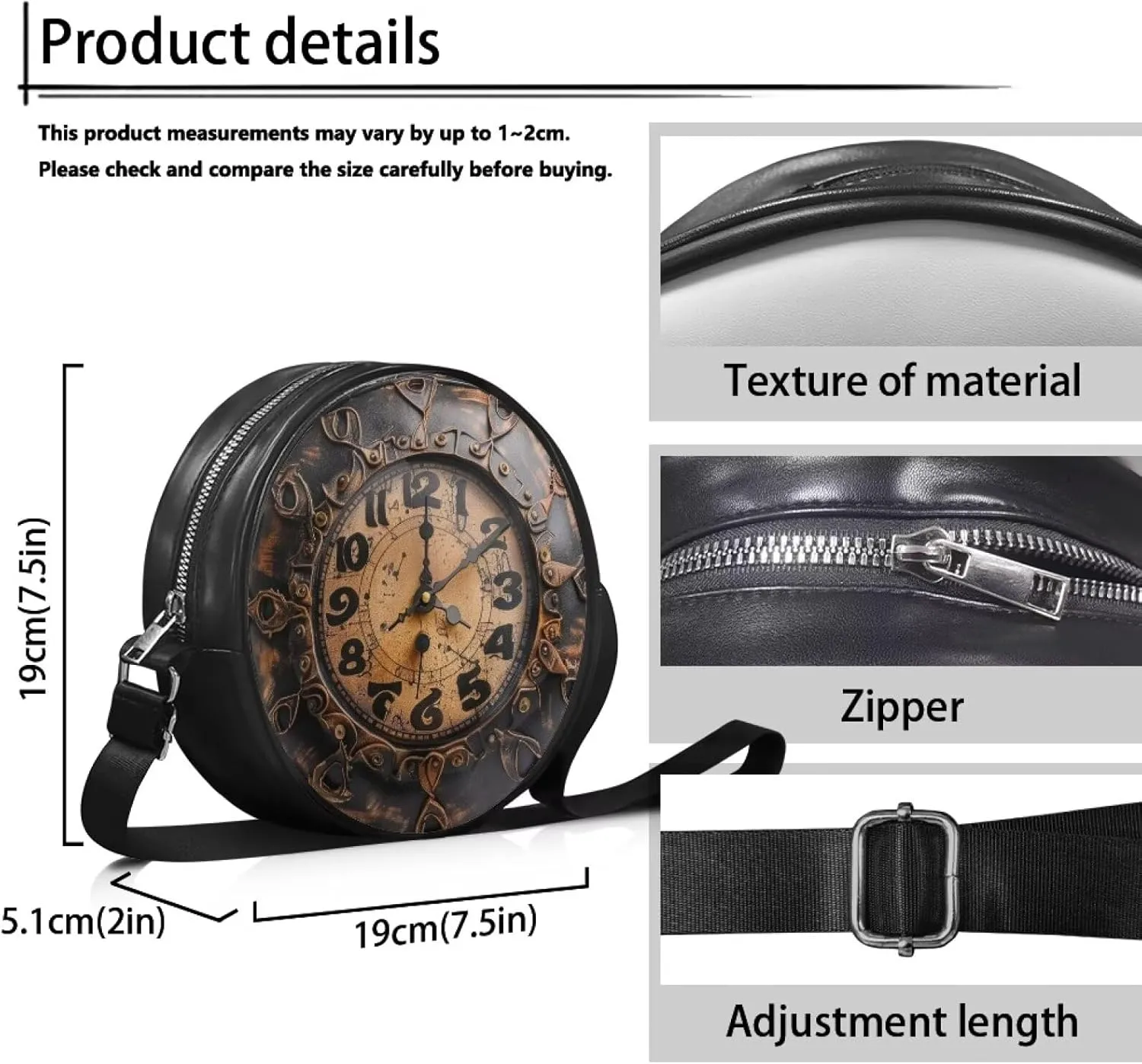Women Round Shape Crossbody Bag Pu Leather Round Purses Circle Cross Body Shoulder Bag for Party
