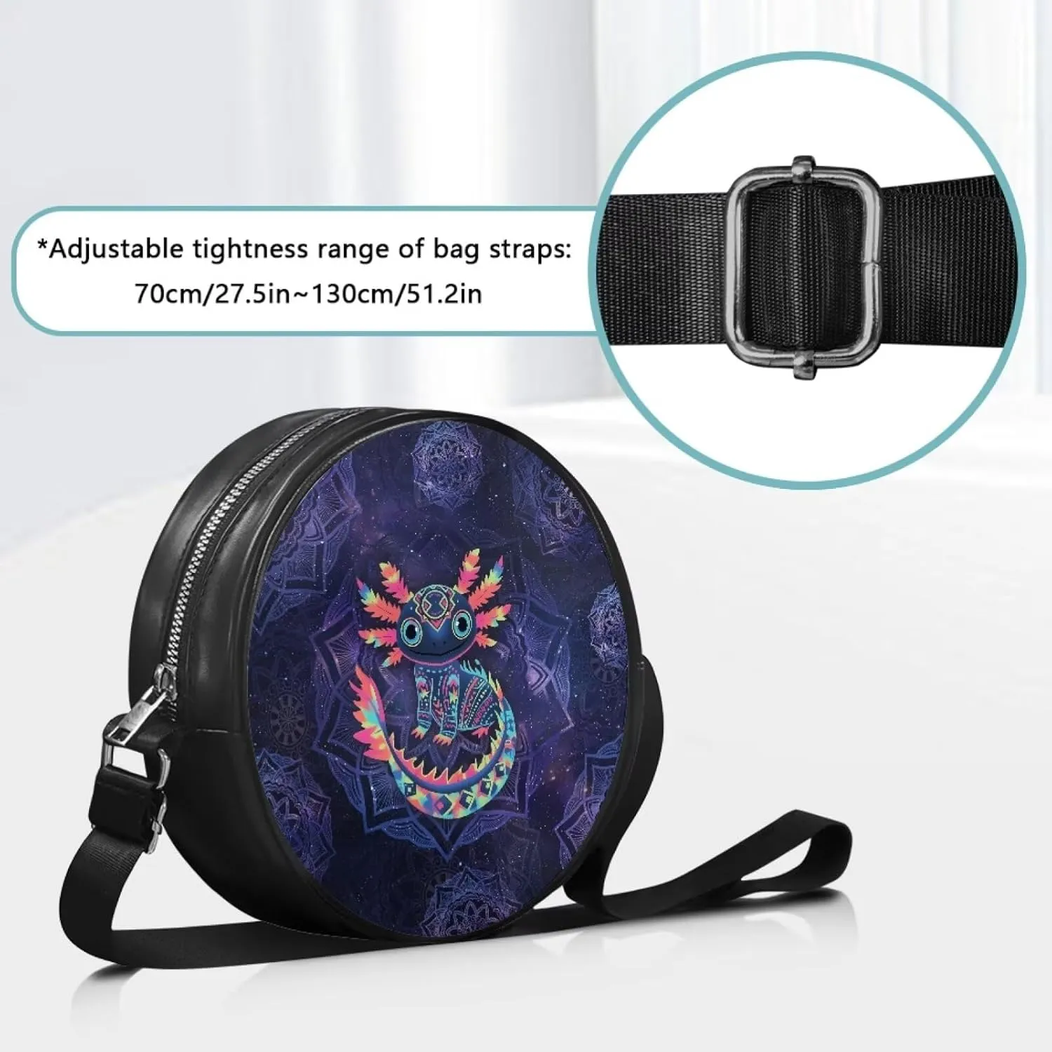 Women Round Shape Crossbody Bag Pu Leather Round Purses Circle Cross Body Shoulder Bag for Party