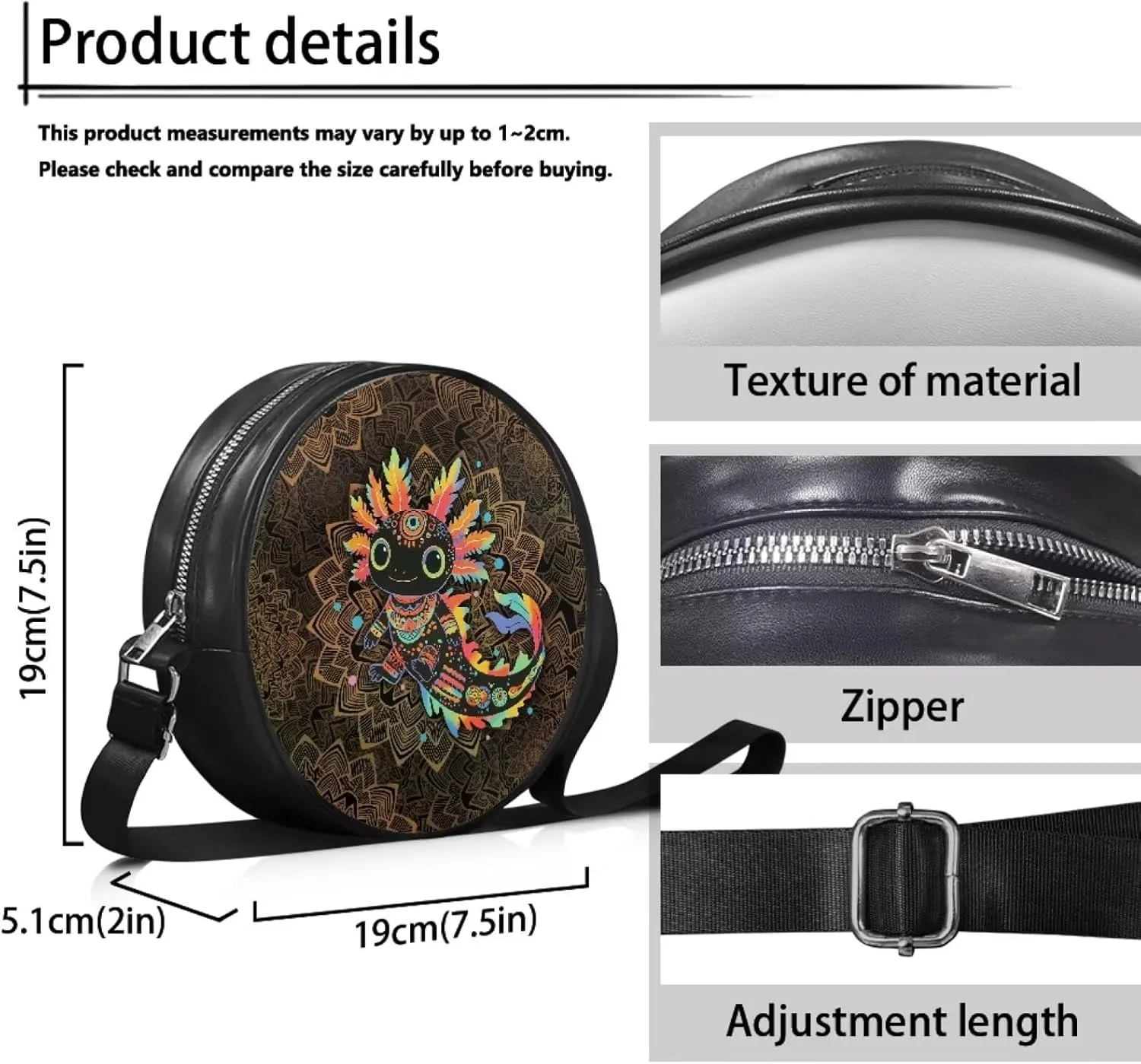 Women Round Shape Crossbody Bag Pu Leather Round Purses Circle Cross Body Shoulder Bag for Party