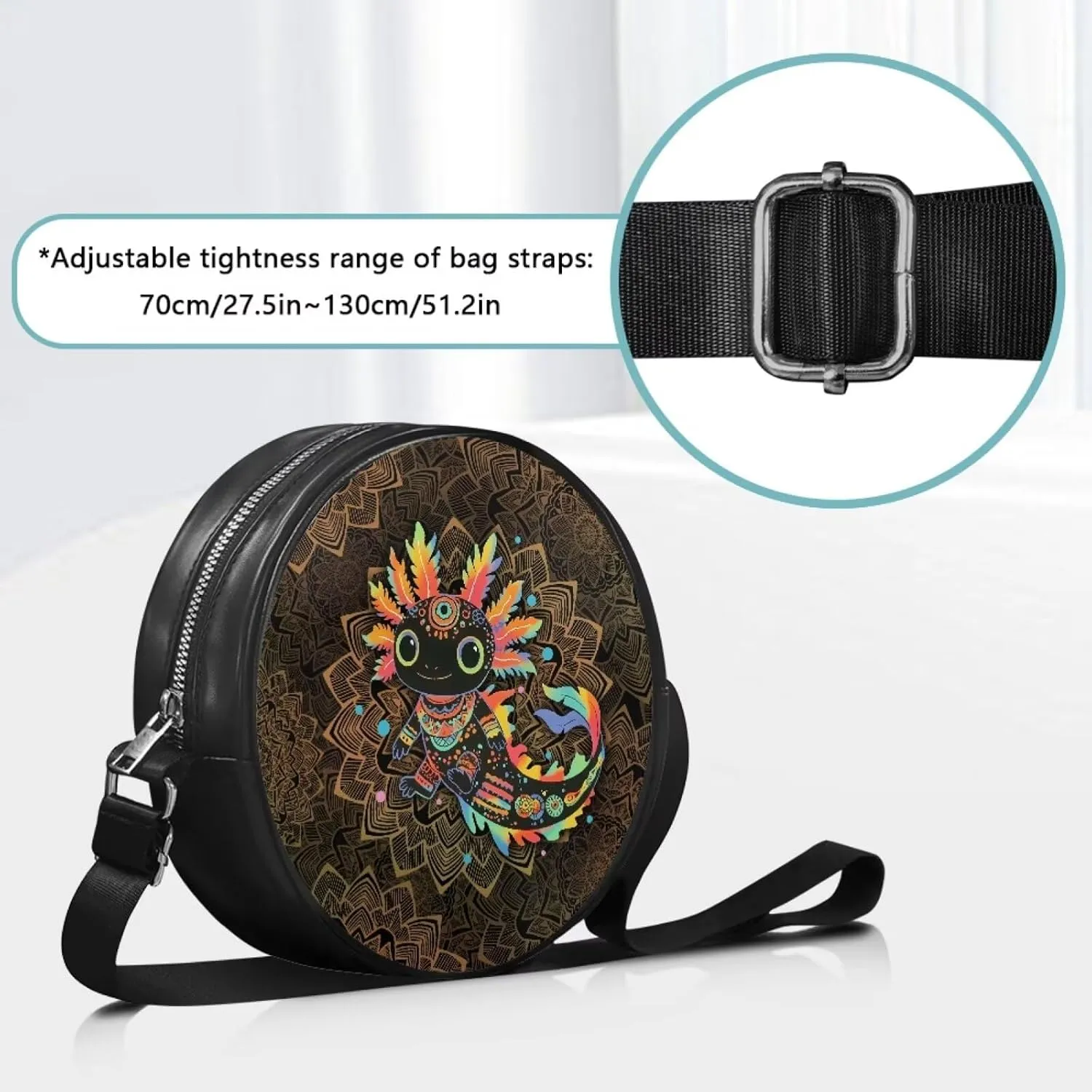 Women Round Shape Crossbody Bag Pu Leather Round Purses Circle Cross Body Shoulder Bag for Party
