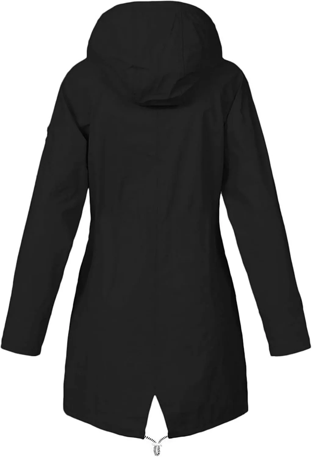 Women Solid Rain Jacket Outdoor Plus Size Long Hooded Windproof Loose Coats Female Down Jackets Travel Trench