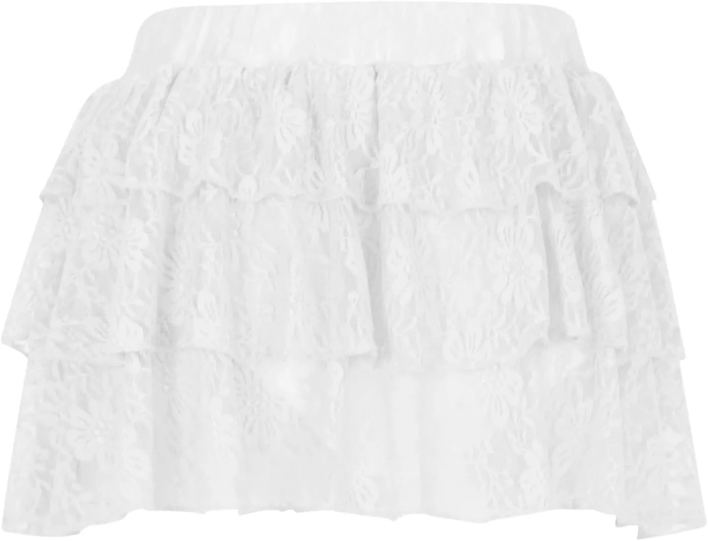 Women Tiered Ruffle Smocked Casual Shorts, Fashion Lace High Waisted Mini Flowy Skort Summer Streetwear Trendy Clothes