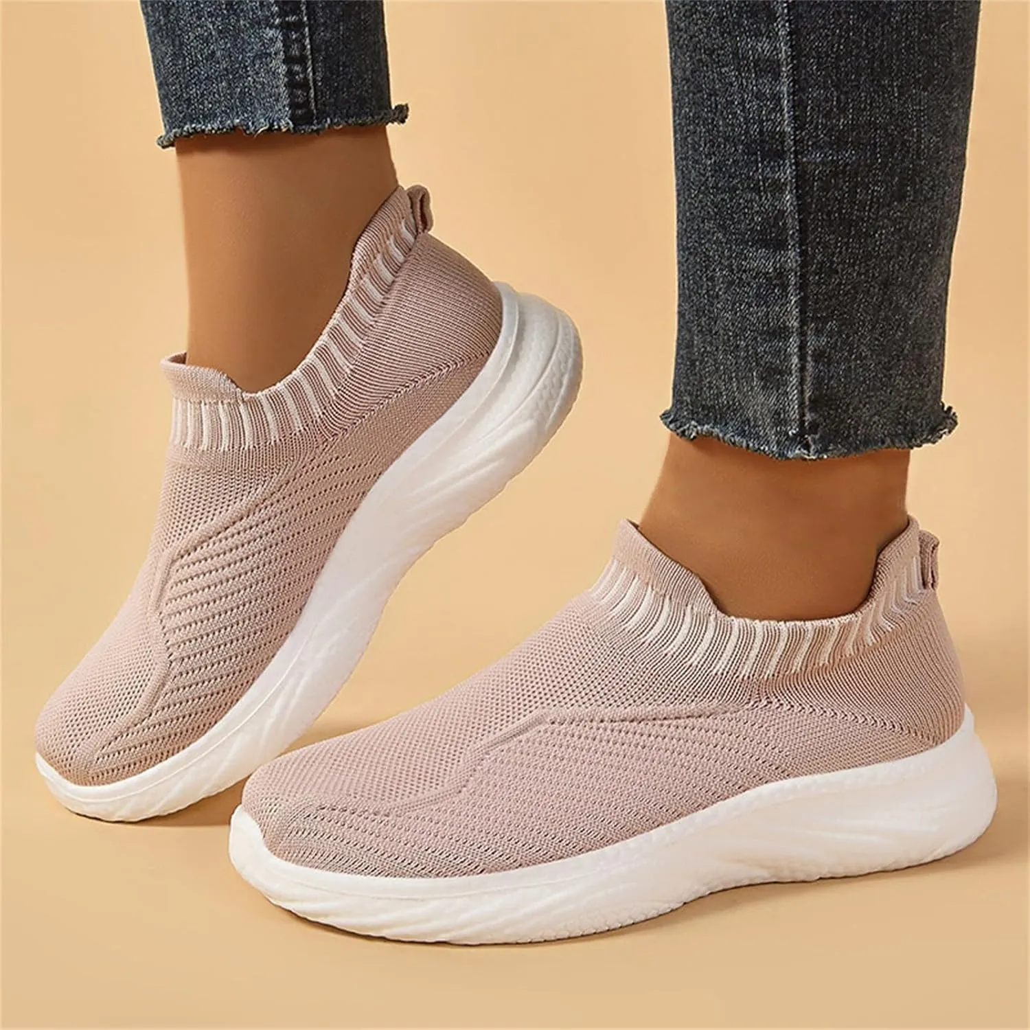 Women Woven Comfy Orthopedic Walking Shoes, 2025 New Women's Breathable Slip On Arch Support Non-Slip Sneakers with Arch Support