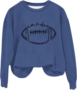 Womens American Football Printed Hoodies Fashion Casual Long Sleeve Hoodie Oversized Crewneck Cropped Sweatshirt