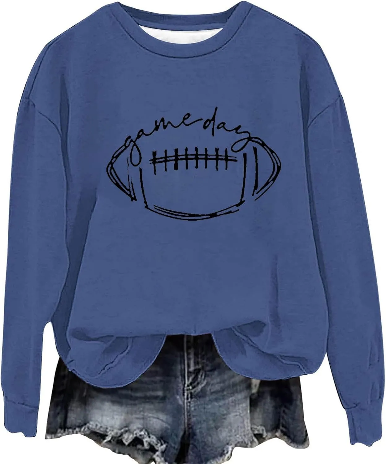 Womens American Football Printed Hoodies Fashion Casual Long Sleeve Hoodie Oversized Crewneck Cropped Sweatshirt
