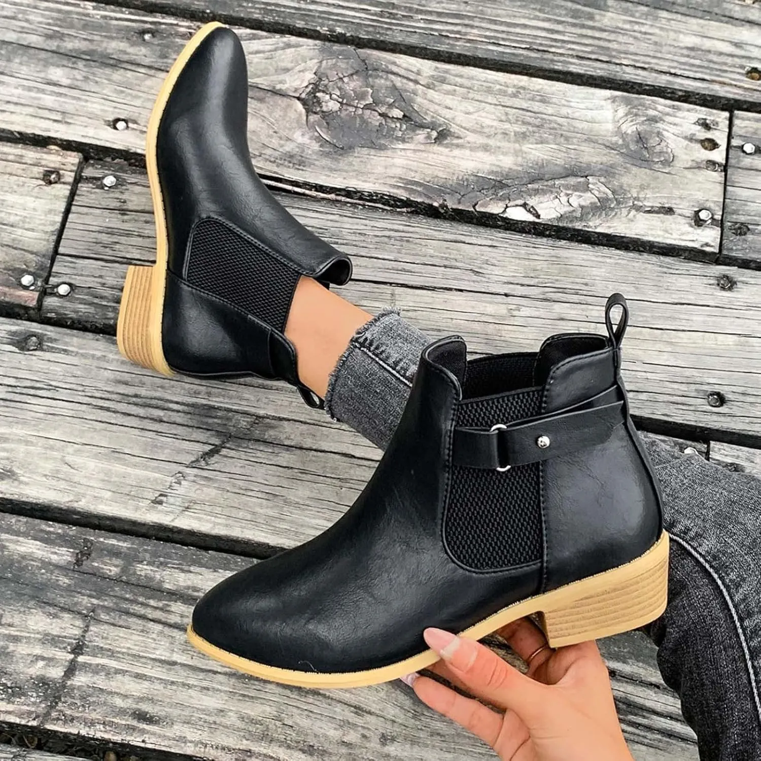 Womens Black Ankle Boots Fashion Boots for Women Fashion Boots for Women 2024 Trendy Fall Womans Winter Women'S Ankle Boots & Booties Flat White Ankle Boots No Heel
