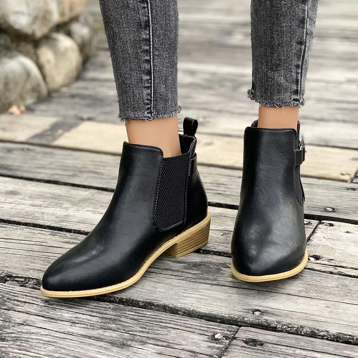 Womens Black Ankle Boots Fashion Boots for Women Fashion Boots for Women 2024 Trendy Fall Womans Winter Women'S Ankle Boots & Booties Flat White Ankle Boots No Heel