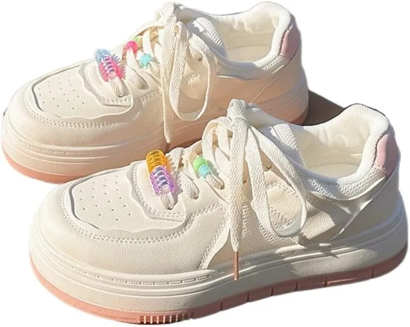 Women's Breathable Mesh Sneakers White Chunky Platform Casual Athletic Shoes Kawaii Y2K Pretty Pastel Retro Trendy Fashion Gifts for Girls Everyday Wear, Sports, Back to School Travel Birthday Gifts