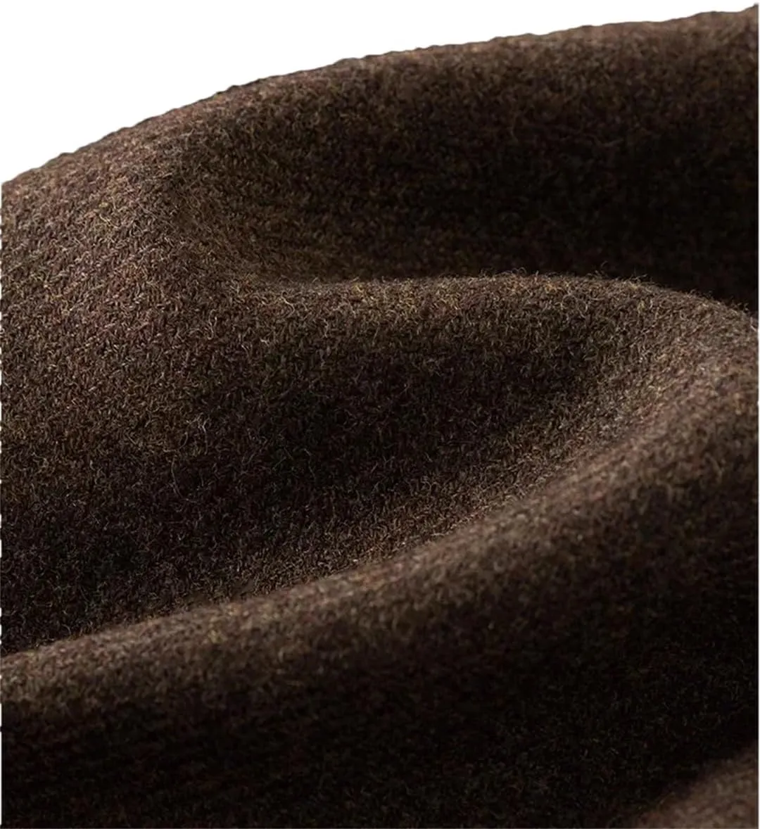 Women's Classic High Waist Wool Straight Pants Retro Padded Trousers