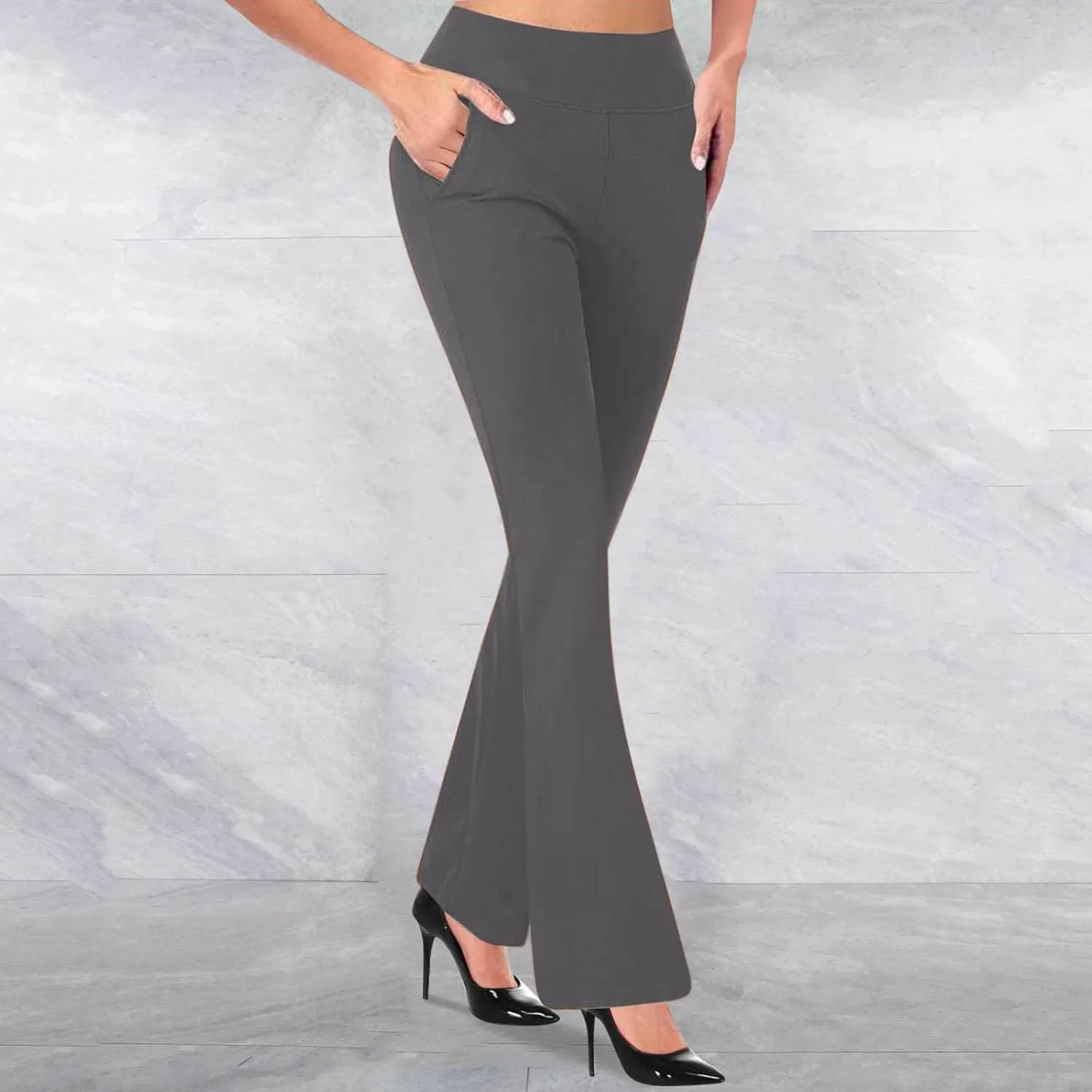 Womens Dress Pants Business Casual Work Pants High Waist Stretchy Trousers Bootcut Office Slacks with Pockets