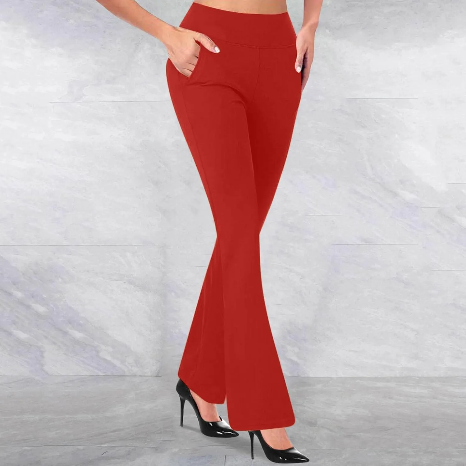 Womens Dress Pants Business Casual Work Pants High Waist Stretchy Trousers Bootcut Office Slacks with Pockets