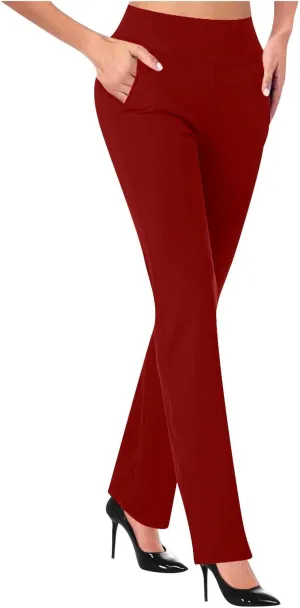 Womens Dress Pants Business Casual Work Pants High Waist Stretchy Trousers Bootcut Office Slacks with Pockets