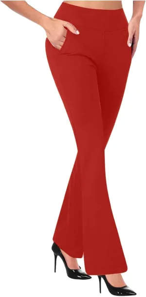 Womens Dress Pants Business Casual Work Pants High Waist Stretchy Trousers Bootcut Office Slacks with Pockets