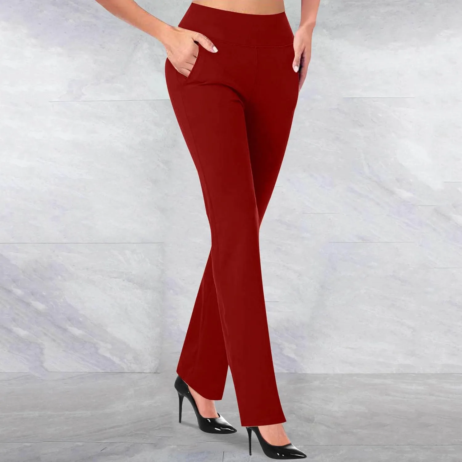 Womens Dress Pants Business Casual Work Pants High Waist Stretchy Trousers Bootcut Office Slacks with Pockets