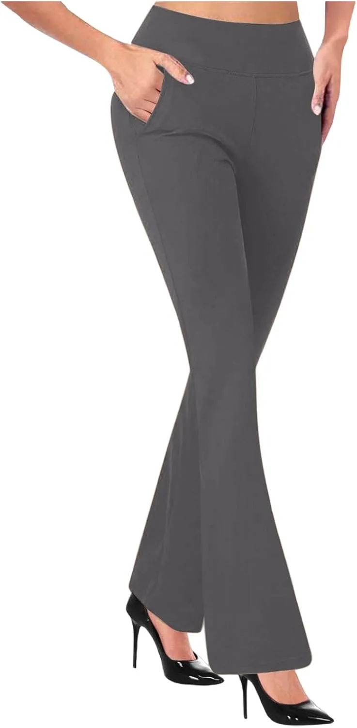 Womens Dress Pants Business Casual Work Pants High Waist Stretchy Trousers Bootcut Office Slacks with Pockets