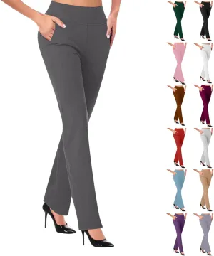 Womens Dress Pants Business Casual Work Pants High Waist Stretchy Trousers Bootcut Office Slacks with Pockets