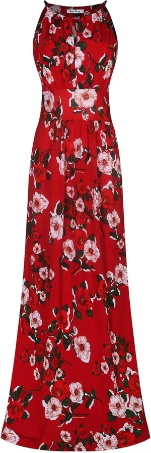 Women's Easy Fit Relaxed Comfortable Lightweight Sleeveless Maxi Dress Casual Sleeveless Spaghetti Strap Dress