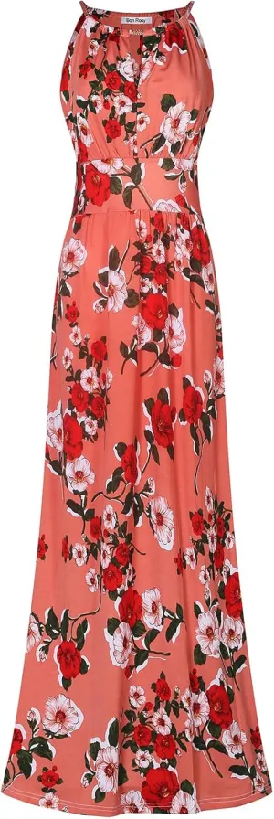 Women's Easy Fit Relaxed Comfortable Lightweight Sleeveless Maxi Dress Casual Sleeveless Spaghetti Strap Dress