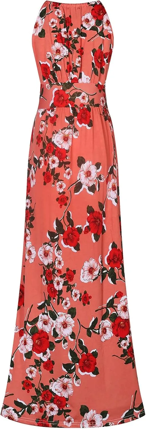 Women's Easy Fit Relaxed Comfortable Lightweight Sleeveless Maxi Dress Casual Sleeveless Spaghetti Strap Dress