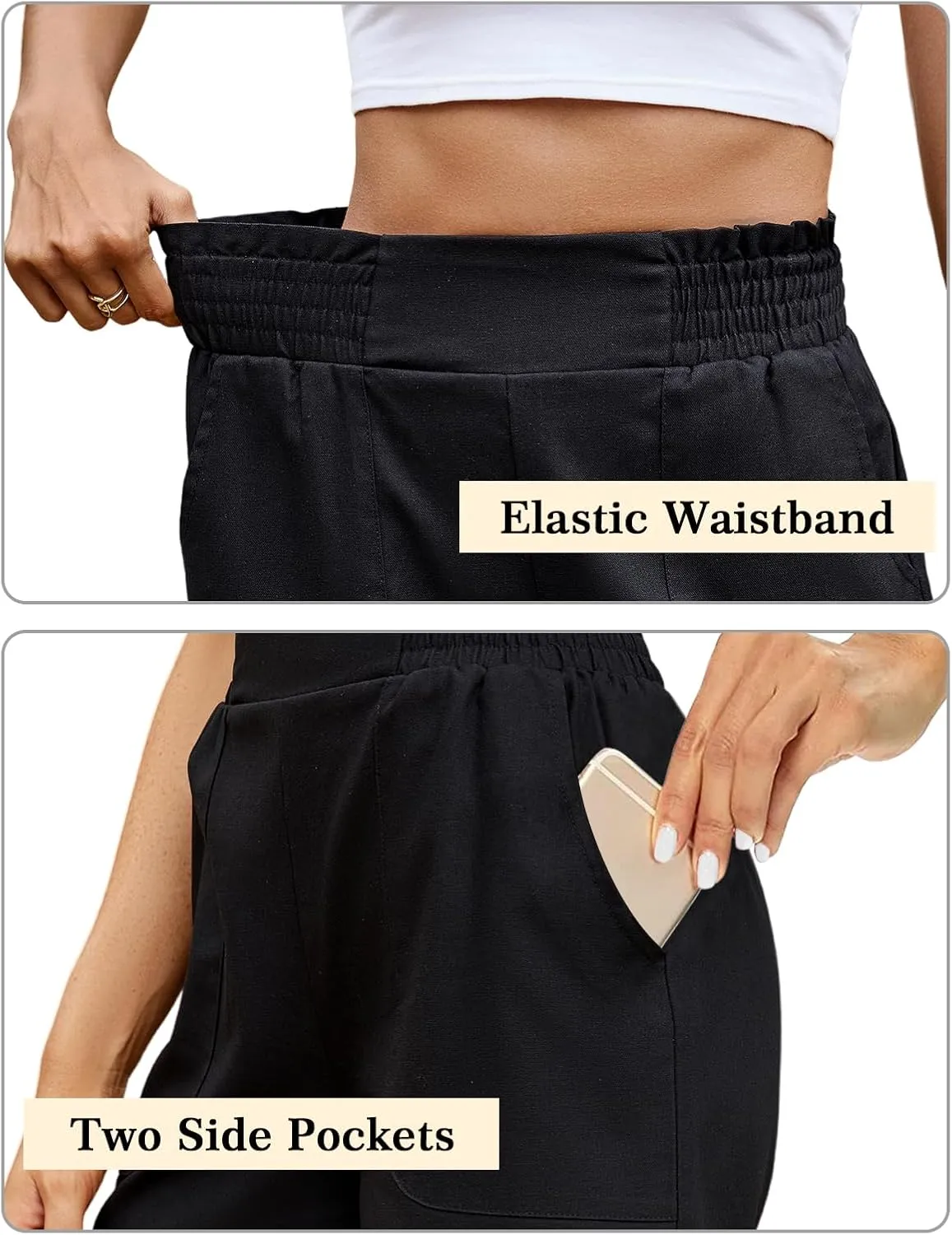 Women's High Waisted Shorts Casual Elastic Waist Shorts Woman Lounge Wide Leg Solid Shorts with Pockets