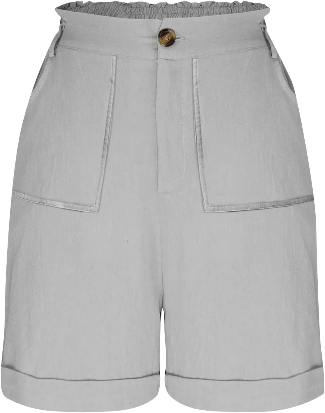 Women's High Waisted Shorts with Pockets Casual Button Loose Fit Pants 2025 Trendy Elastic Waist Beach Lounge Bottoms
