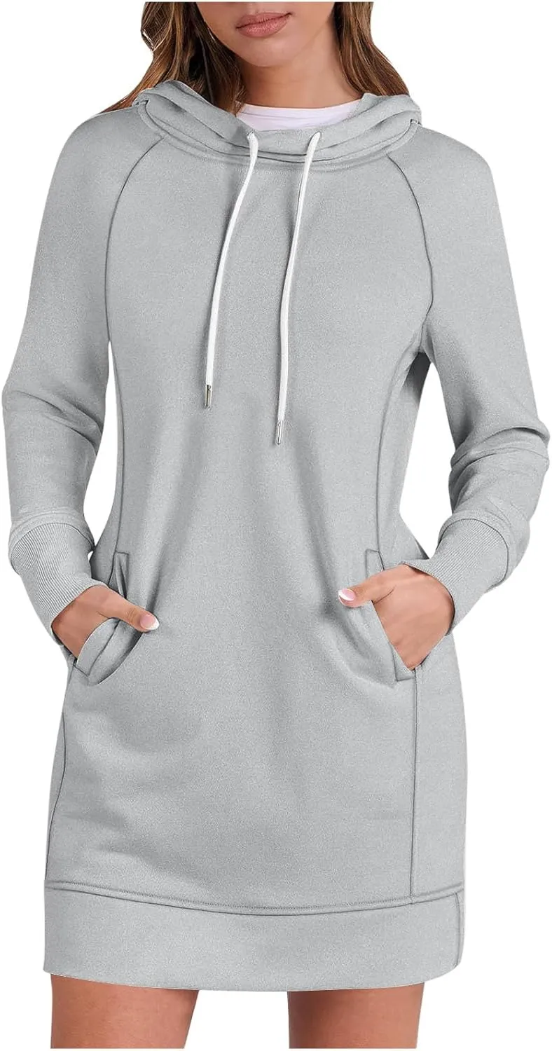 Womens Hoodie Dress for Fall Long Sleeve Hoodies Mini Dresses Fleece Casual Hoodie with Pockets 2024 Fashion