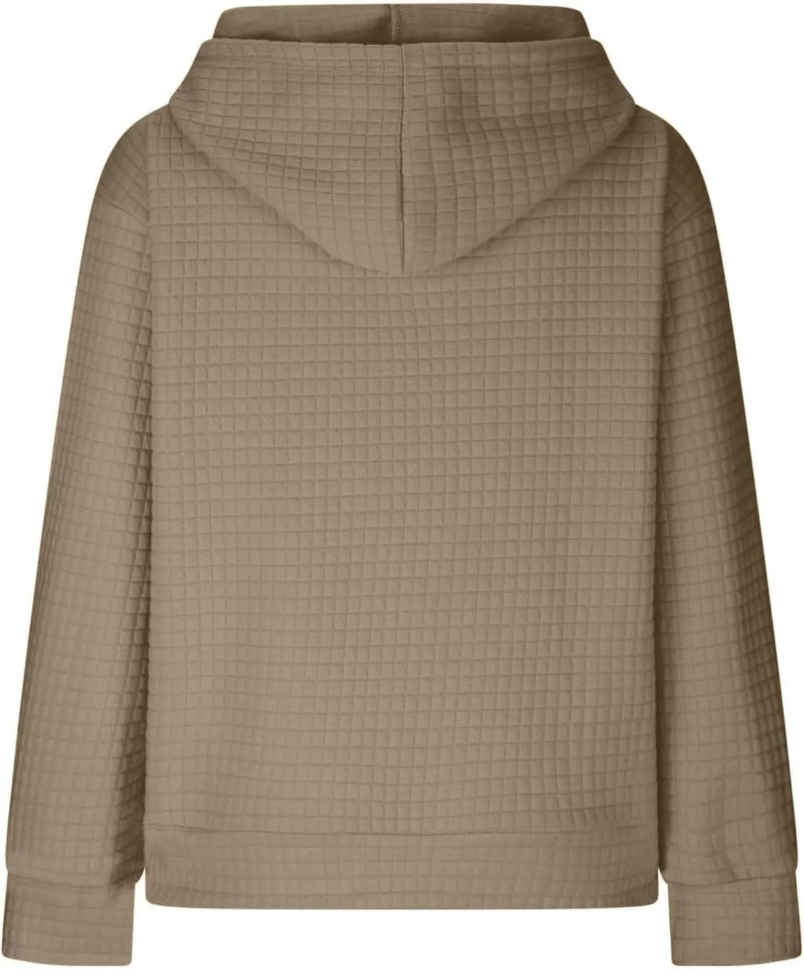 Womens Hoodies Casual Long Sleeve Drawstring Waffle Knit Pullover Tops Loose Hooded Sweatshirt with Pocket Fall Clothes