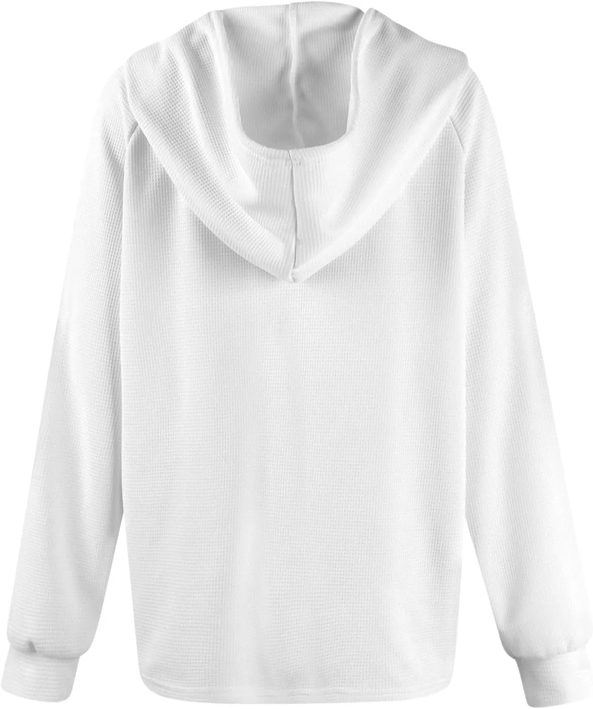 Womens Hoodies Hoodies for Women Waffle Knit Drawstring Button V Neck Long Sleeve Casual Pullover Sweatshirt Hooded Tops